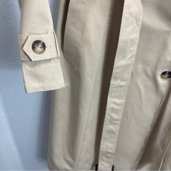 Anthropologie Ruffled Trench Coat Tan Khaki Midi - Picture 3 of 14